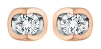 10K White and Rose Gold Diamond Solitaire Earrings 0.06cttw