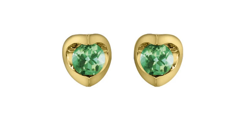 10K Yellow Gold Emerald Earring