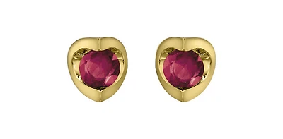 10K Yellow Gold Ruby Earring