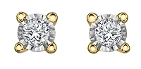 10K Yellow Gold Illusion Set Diamond Solitaire Earrings 0.04cttw