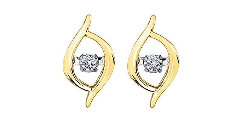 10K Yellow Gold Pulse Diamond Solitaire Earrings 0.02cttw