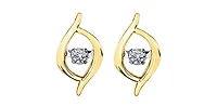 10K Yellow Gold Pulse Diamond Solitaire Earrings 0.02cttw