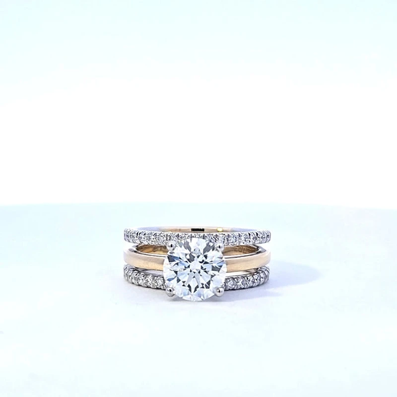 14K Yellow and White Gold 2.74cttw Lab Grown Diamond Ring - 4