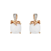 10K Rose Gold White Agate & Diamond Earrings