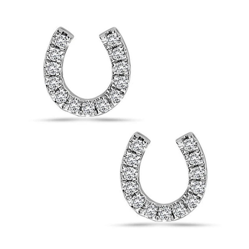 14K White Gold 0.06 cttw Diamond Horseshoe Earrings