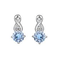 10K White Gold Diamond and Aquamarine Earrings