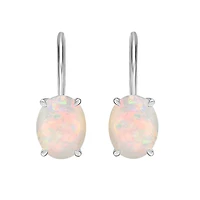 10K White Gold Prong-set White Opal Earring