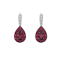 10K White Gold Prong-set Ruby & Diamond Earrings