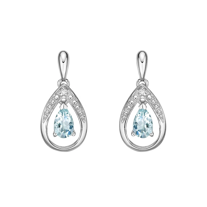 10K White Gold Aquamarine & Diamond Earrings