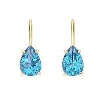 10K Yellow Gold Prong-set Pear Blue Topaz Earrings