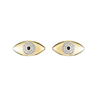 10K Yellow Gold Pave-set Blue Sapphire & Diamond Evil Eye Earrings