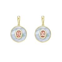 10K Yellow Gold Morganite and Mother of Pearl Earrings