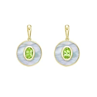 10K Yellow Gold Peridot and Mother of Pearl Earrings