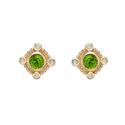 TRACKING - 10K Yellow Gold Peridot and Diamond Earrings