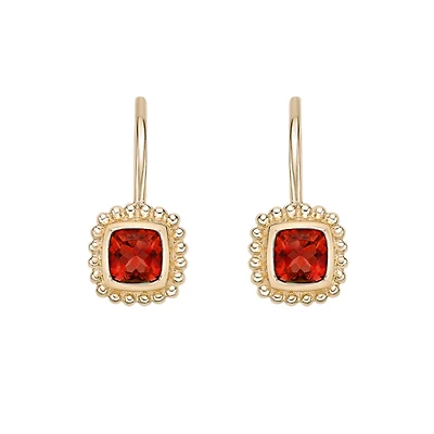 10K Yellow Gold Bezel-set Garnet Earrings