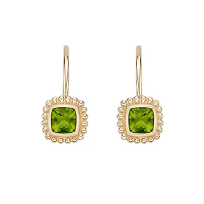10K Yellow Gold Peridot Lever Back Earrings