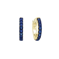 10K Yellow Gold 0.25cttw Sapphire Hoop / Huggie / Hinged Earrings
