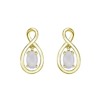 10K Yellow Gold Infinity Earrings with White Opal