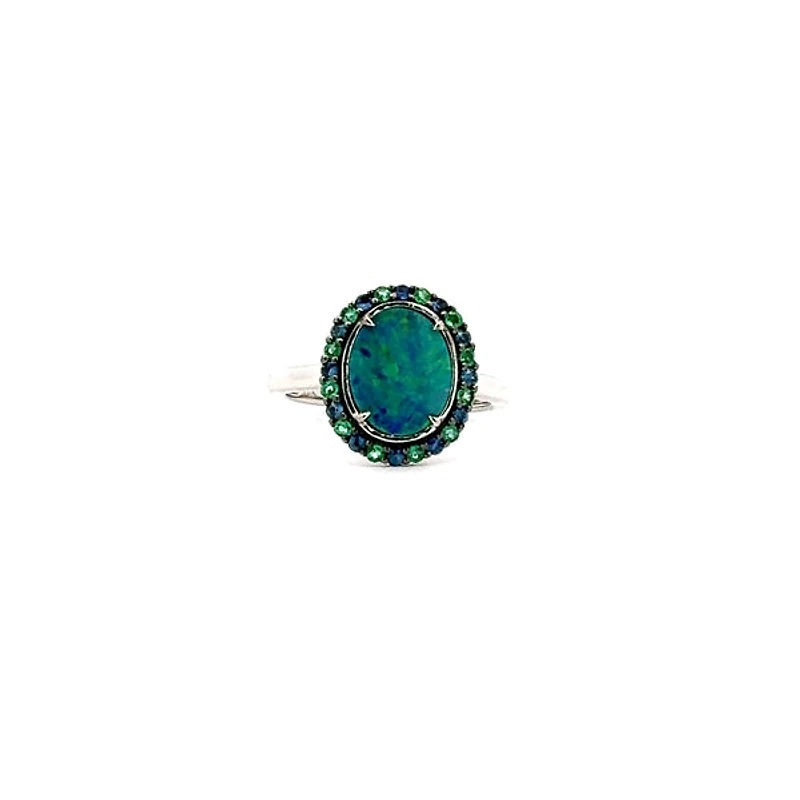 10K White Gold Opal Doublet Ring - 4