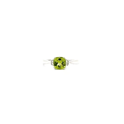 10K White Gold Peridot and Diamond Ring - 4