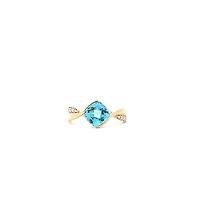 10K Gold Swiss Blue Topaz and Diamond Ring
