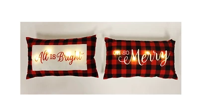 2 Piece LED Pillow Set - Merry & Bright