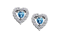 10K White Gold Blue Topaz and 0.14cttw Diamond Earrings