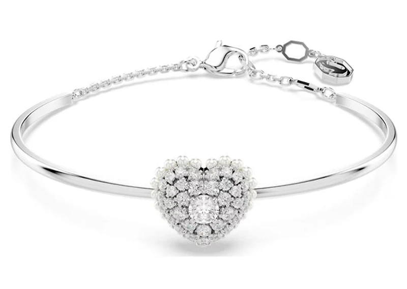 Swarovski -Hyperbola bangle, Heart, White, Rhodium plated - 5684385