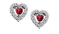 10K White Gold Garnet and 0.14cttw Diamond Earrings