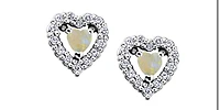 10K White Gold Opal and 0.14cttw Diamond Earrings
