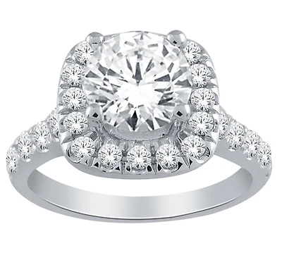 14K White Gold 1.50cttw Natural Diamond Halo Engagement Ring - /