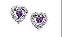 10K White Gold Amethyst and 0.14cttw Diamond Earrings