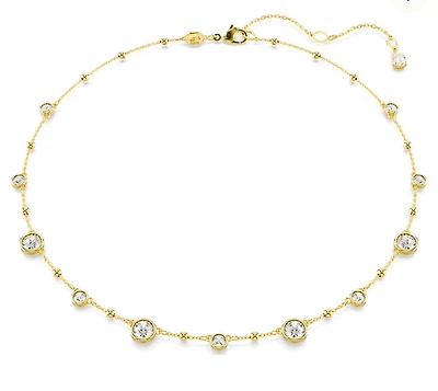 Swarovski - Imber necklace, Round cut, Scattered design, White, Gold-tone plated - 5680090