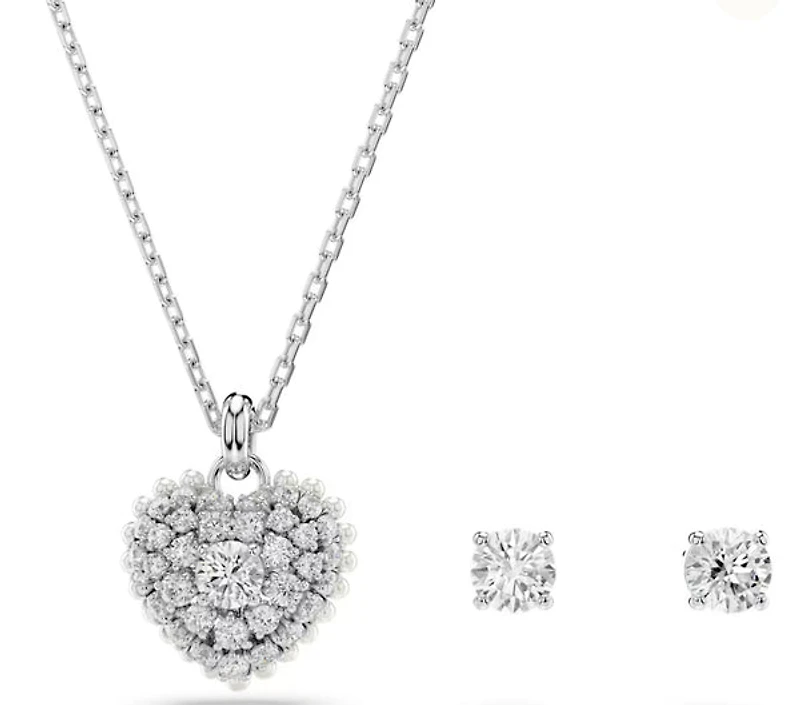 Swarovski - Hyperbola set, Heart, White, Rhodium plated - 5684383