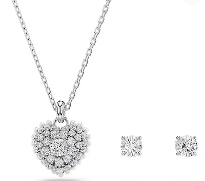 Swarovski -  Hyperbola set, Heart, White, Rhodium plated - 5684383