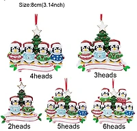Personalized Penguin Family Christmas Tree Ornament