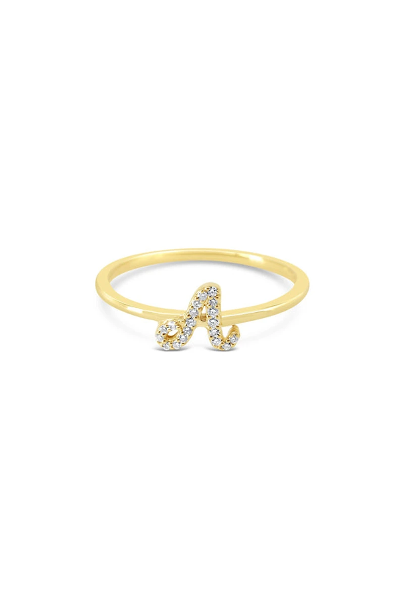 10K Yellow Gold Initial Lab Grown Diamond Rings - Letter A /