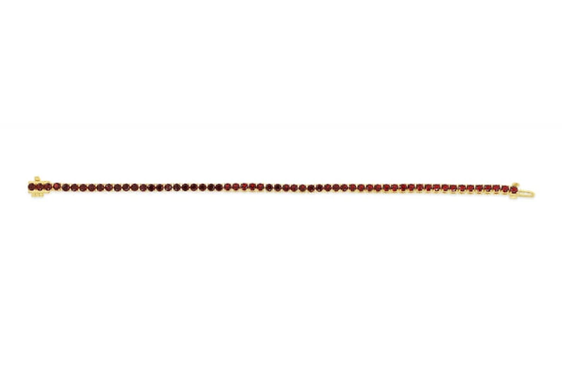 Sterling Silver with 14K Gold Plate Lab Created Garnet  Bracelet 