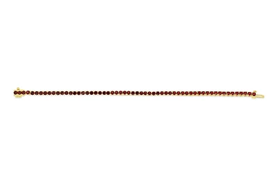 Sterling Silver with 14K Gold Plate Lab Created Garnet  Bracelet 