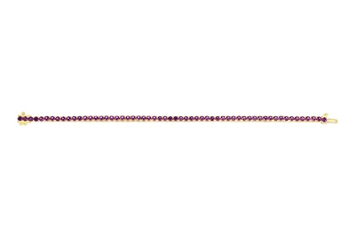Sterling Silver with 14K Gold Plate Lab Created Amethyst Bracelet 