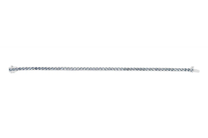 Sterling Silver with 14K Gold Plate Lab Created Aquamarine Bracelet