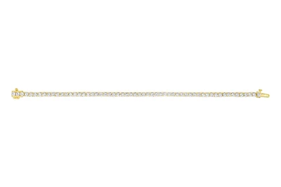 Sterling Silver with 14K Gold Plate Lab Created White Sapphire Bracelet 
