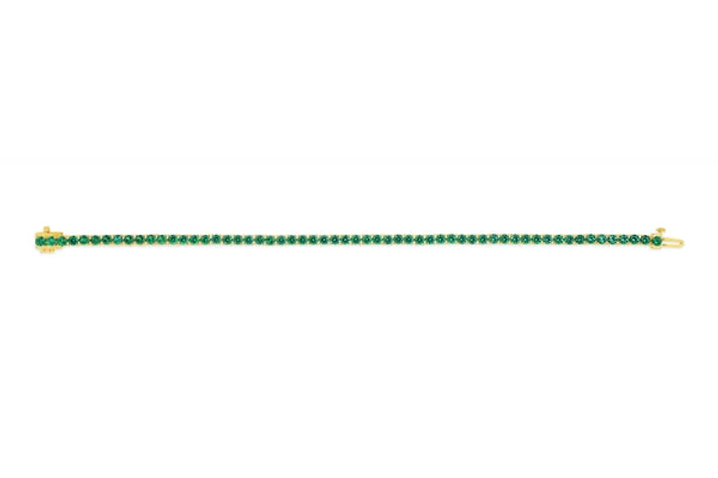 Sterling Silver with 14K Gold Plate Lab Created Emerald Bracelet