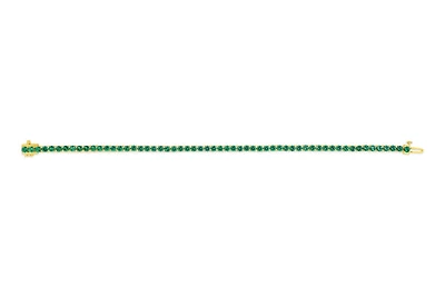 Sterling Silver with 14K Gold Plate Lab Created Emerald Bracelet 