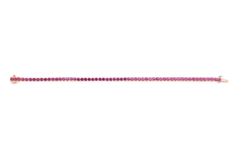 Sterling Silver with 14K Gold Plate Lab Created Rhodolite Garnet Bracelet - June Birthstone