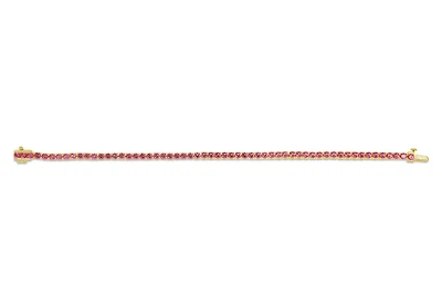 Sterling Silver with 14K Gold Plate Lab Created Ruby Bracelet - July Birthstone