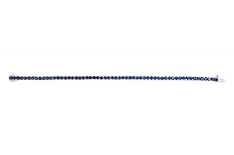 Sterling Silver with 14K Gold Plate Lab Created Blue Sapphire Bracelet - September Birthstone