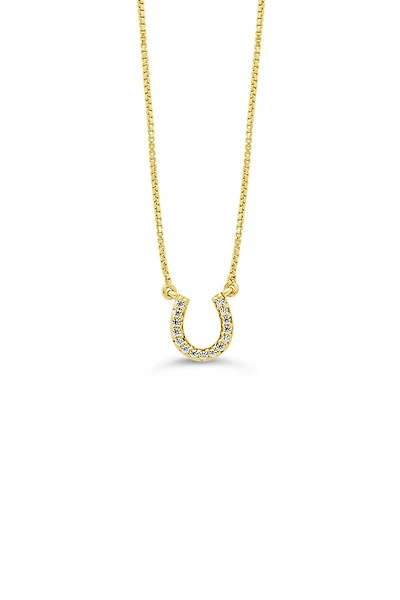 10K Yellow Gold 0.05cttw Diamond Horseshoe Pendant, 18"