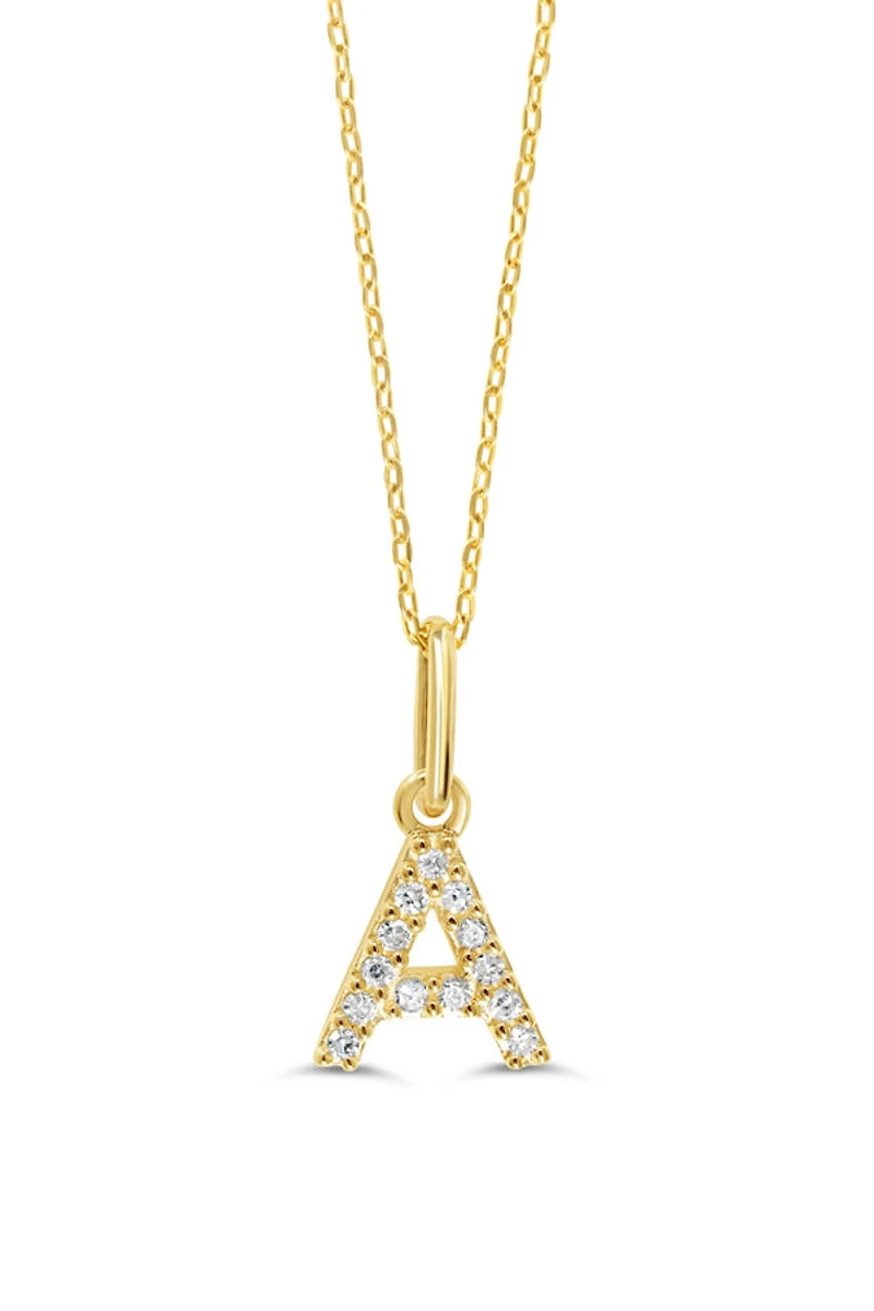 10K Initial Pendant with Lab Grown Diamonds - Letter A / Gold
