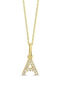 10K Initial Pendant with Lab Grown Diamonds - Letter A / Gold